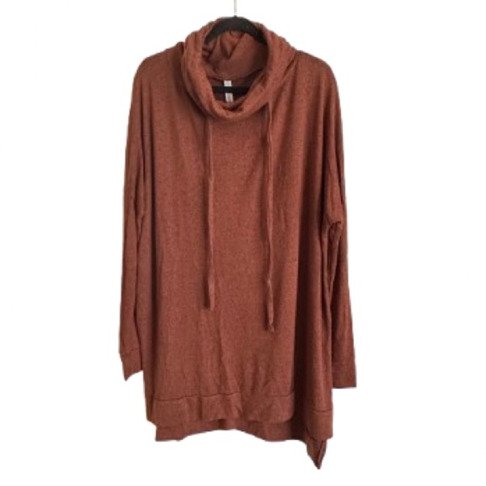 Zenana Outfitters Cowl Neck Tunic Sweater - Rust